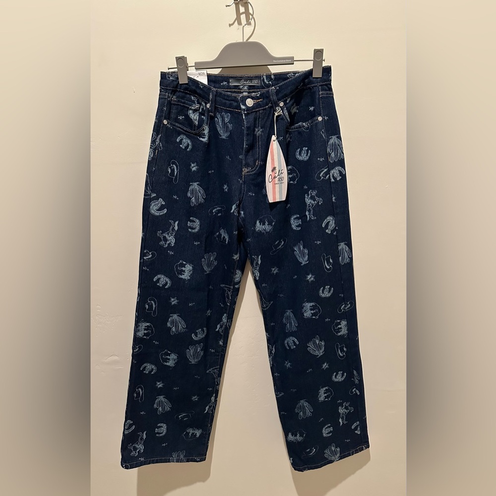 Cali1850 - NWT Stylish Blue Western Pattern Jeans - Size 29